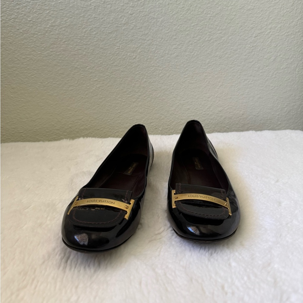 Louis Vuitton Burgundy Patent Leather Loafer Flats - Picture 2 of 8